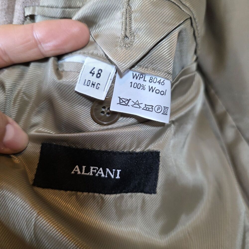 Alfani Men's Brown Wool Suit Jacket 48 Long Notch Lapel 3-Button - Picture 6 of 11